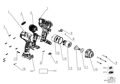 Part Location Diagram of NA103667 DeWALT HANDLE SIDE SA